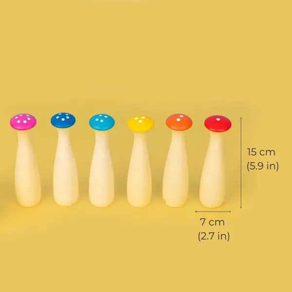 Multicolour_Wooden_Mushroom_Bowling_Set_Of_6_Pins_1_Ball,_Ages_1s_Nature_/_Whimsical,_Manual_Operation,_No_Batteries_Required