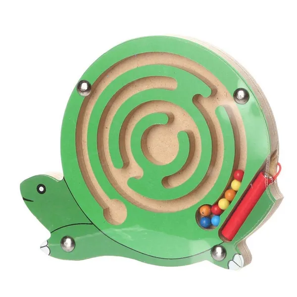 Green_Magnetic_Pen_Driving_Bead_Maze_Wooden_Jigsaws_Puzzle_Board_Game_Educational_Toy__Snail