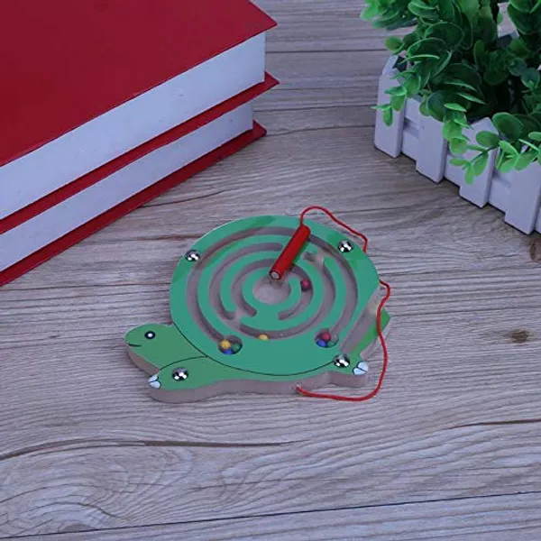 Green_Magnetic_Pen_Driving_Bead_Maze_Wooden_Jigsaws_Puzzle_Board_Game_Educational_Toy__Snail