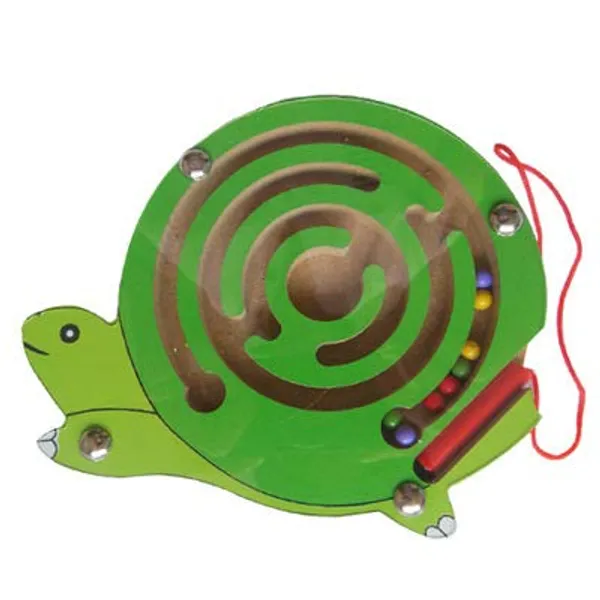 Green_Magnetic_Pen_Driving_Bead_Maze_Wooden_Jigsaws_Puzzle_Board_Game_Educational_Toy__Snail