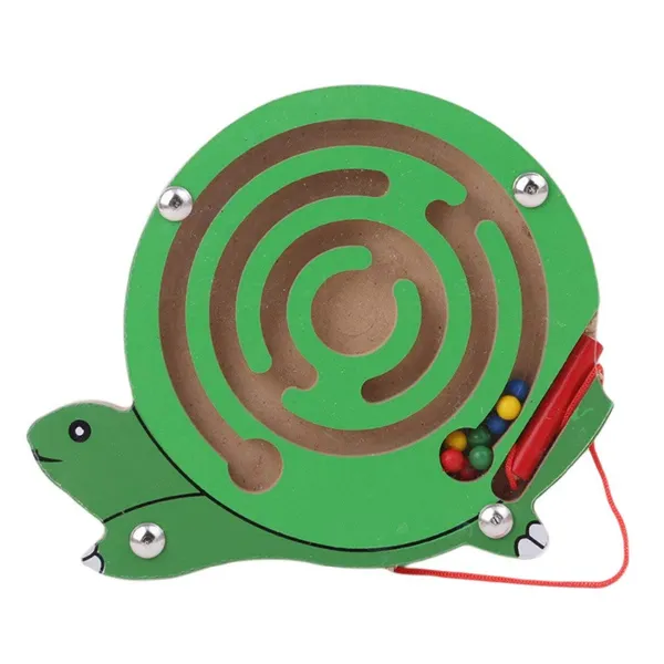 Green_Magnetic_Pen_Driving_Bead_Maze_Wooden_Jigsaws_Puzzle_Board_Game_Educational_Toy__Snail