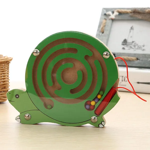 Green_Magnetic_Pen_Driving_Bead_Maze_Wooden_Jigsaws_Puzzle_Board_Game_Educational_Toy__Snail
