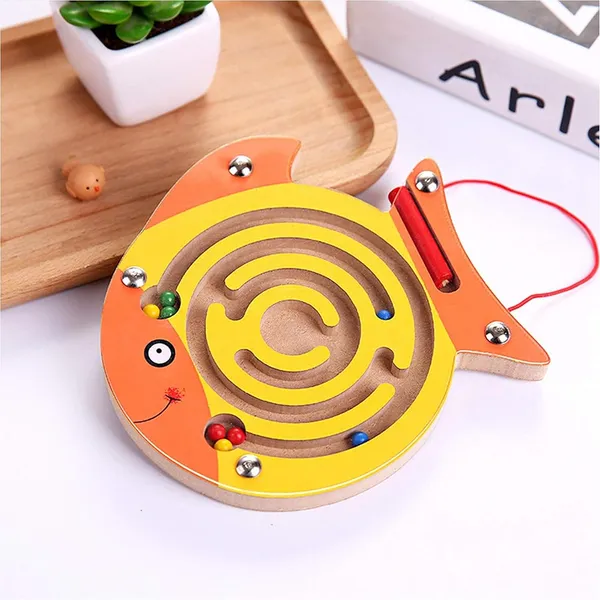 Multicolour_Magnetic_Pen_Driving_Bead_Maze_Wooden_Labyrinth_Puzzle_Board_Game_Toy_Fish