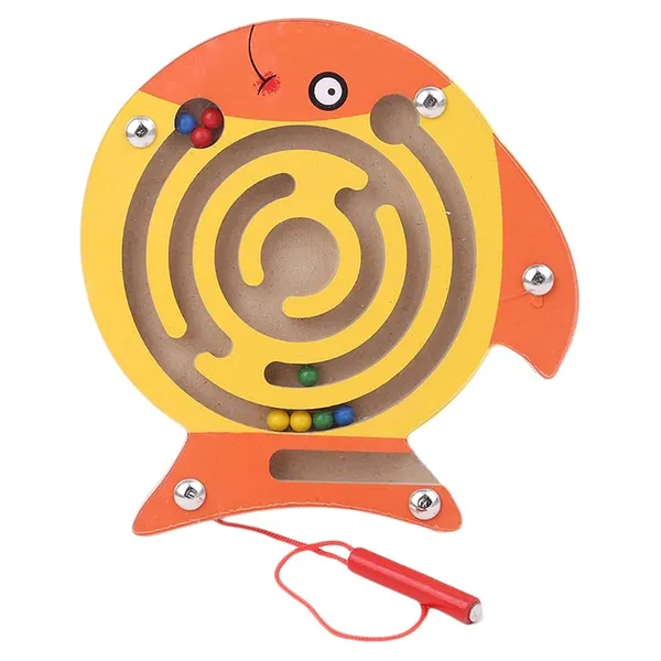 Multicolour_Magnetic_Pen_Driving_Bead_Maze_Wooden_Labyrinth_Puzzle_Board_Game_Toy_Fish