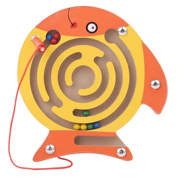 Multicolour_Magnetic_Pen_Driving_Bead_Maze_Wooden_Labyrinth_Puzzle_Board_Game_Toy_Fish