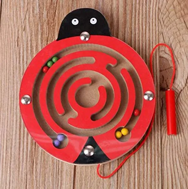 Red_Magnetic_Pen_Driving_Bead_Maze_Wooden_Jigsaws_Puzzle_Board_Game_Educational_Toy__Ladybug