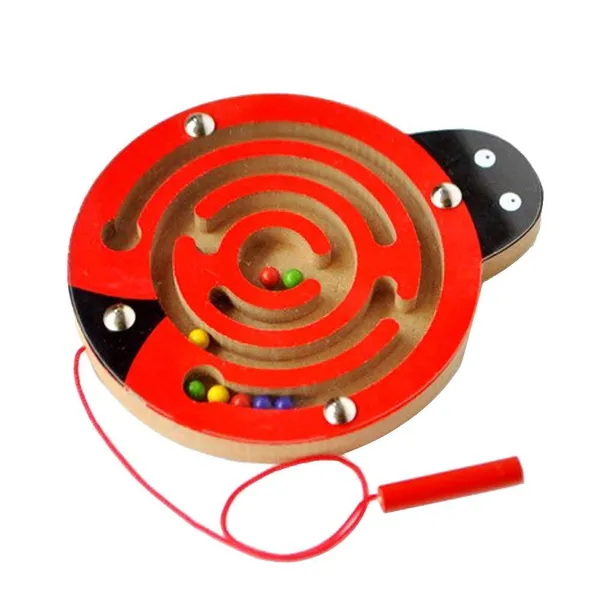 Red_Magnetic_Pen_Driving_Bead_Maze_Wooden_Jigsaws_Puzzle_Board_Game_Educational_Toy__Ladybug