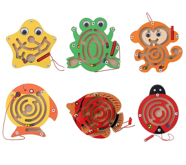Red_Magnetic_Pen_Driving_Bead_Maze_Wooden_Jigsaws_Puzzle_Board_Game_Educational_Toy__Ladybug