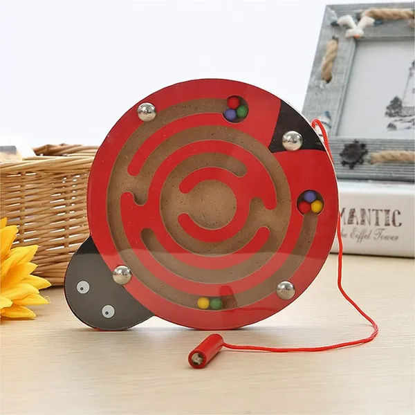 Red_Magnetic_Pen_Driving_Bead_Maze_Wooden_Jigsaws_Puzzle_Board_Game_Educational_Toy__Ladybug