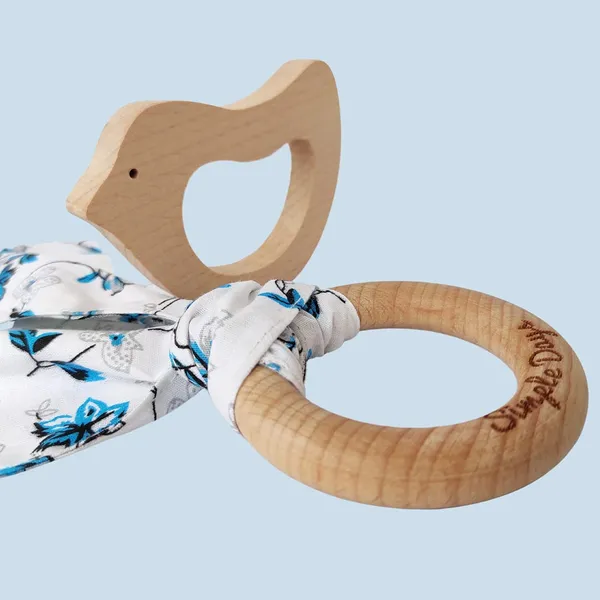 Brown_Bunny_Ear_Baby_Teether_Wooden_Ring_&_Bird_Set_Of_2_0s_Years