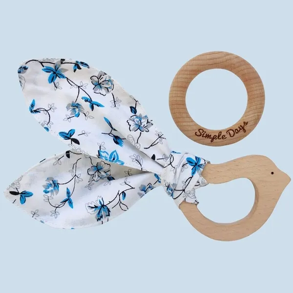 Brown_Bunny_Ear_Baby_Teether_Wooden_Ring_&_Bird_Set_Of_2_0s_Years