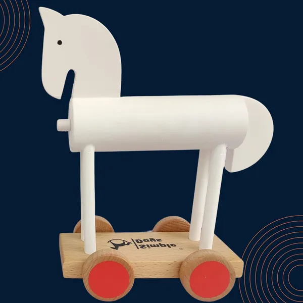 White_Trojan_Horse_Wooden_Toy