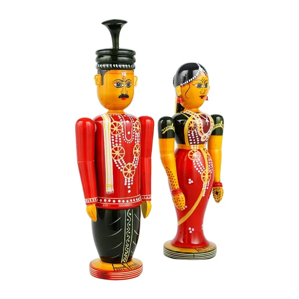 Multicolour_Marriage_Couple_|_Bride_And_Groom_Set_|_Traditional_Wedding_Gift_|_Kondapalli_Etikoppaka_Bommalu_Bridal_Set_|_Handcrafted_Wooden_Decor_Item_Big_11_Inches
