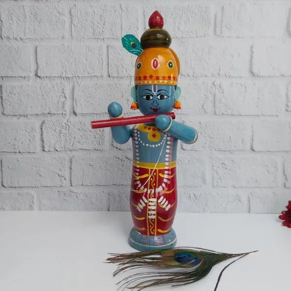Multicolour_Handicrafted_Wooden_Lord_Sri_Krishna_With_Flute