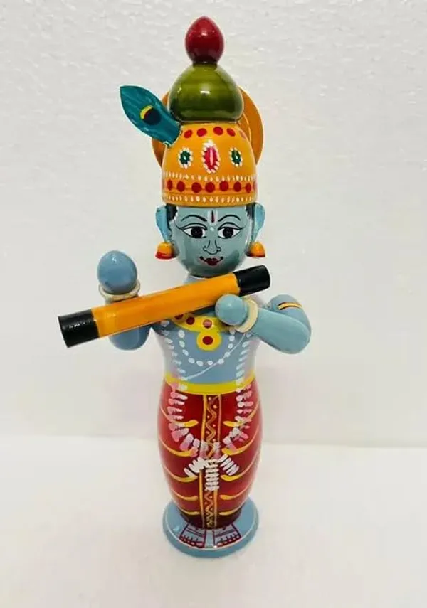 Multicolour_Handicrafted_Wooden_Lord_Sri_Krishna_With_Flute