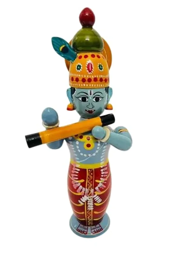 Multicolour_Handicrafted_Wooden_Lord_Sri_Krishna_With_Flute