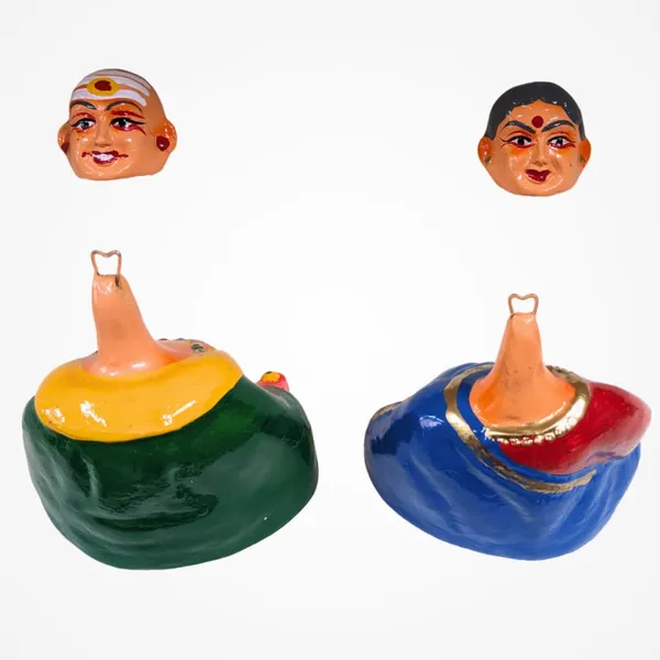 Multicolour_Old_Couple_Dancing_Head_Dolls_|_Ajji_Tatha_Shaking_Heads_|_Thanjavur_Thalayatti_Bommai_Golu_Dolls_|_Kondapalli_Dancing_Dolls_|_Tanjore_Chettiar_Achi_Set__Size_16_Cm
