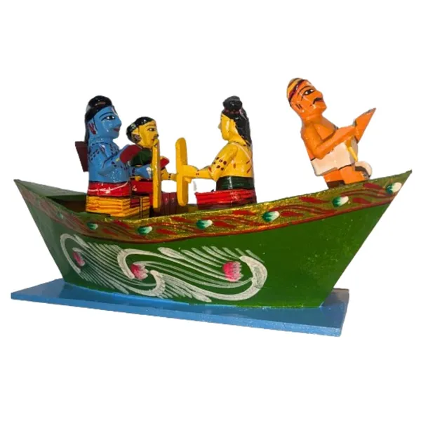 Multicolour_Kondapalli_Wooden_Handcrafted_Rama_Boat_|_Hindu_Epic_Ramayana_Hand_Painted_Idol