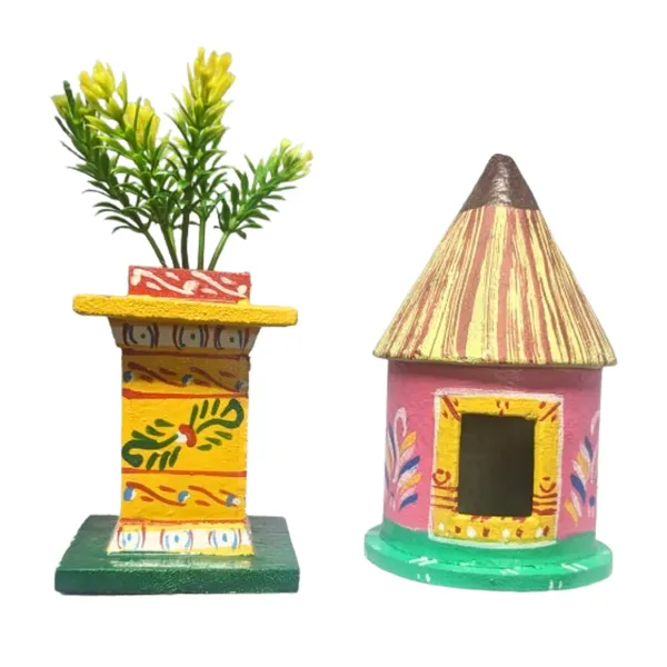 Multicolour_Doll_House_Hand_Painted_Paper_Mache_Village_Hut_For_Arts_And_Crafts__Multycolour