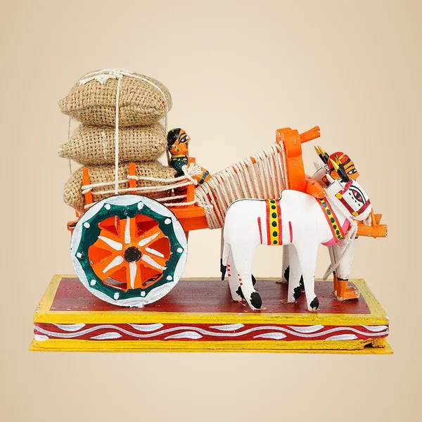 Multicolour_Kondapalli_Bullock_Cart_|_Farmer_Couple_|_8_Inch_Size