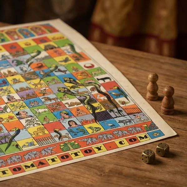 Multicolour_Snakes_And_Ladders_Traditional_Version_|_Yikuntapalli_|_Paramapadam_|_Moksha_Pata|_Haavu_Eni_Aata_|_Gyan_Chaupar_|_Indian_Classic_Board_Game_Crafted_In_Fabric_English