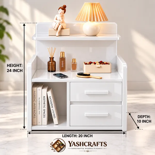 YashCrafts_Premium_Handmade_Wooden_Bedside_Organizer_with_2_Drawers_&_Open_Shelf_|_Glossy_Finish_Nightstand_|_Modern_Bedside_Storage_Cabinet_for_Bedroom_&_Living_Room