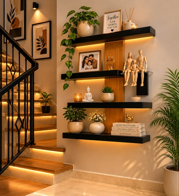 Black_And_Natural_Brown_Modern_Wall_Mounted_Floating_Shelves_With_Wooden_Accent_|_Set_Of_4