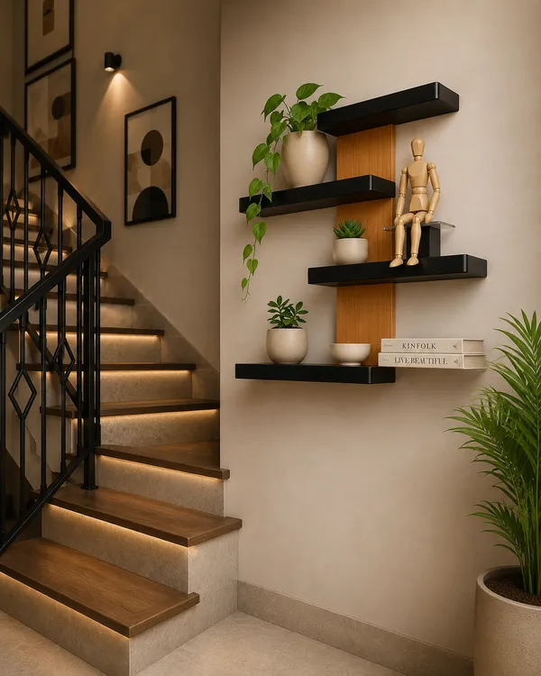 Black_And_Natural_Brown_Modern_Wall_Mounted_Floating_Shelves_With_Wooden_Accent_|_Set_Of_4