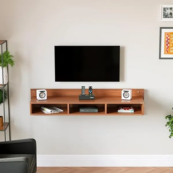 Natural_Brown_Wall_Mounted_Wooden_Display_Shelf_With_Storage_Compartments_And_Speakers
