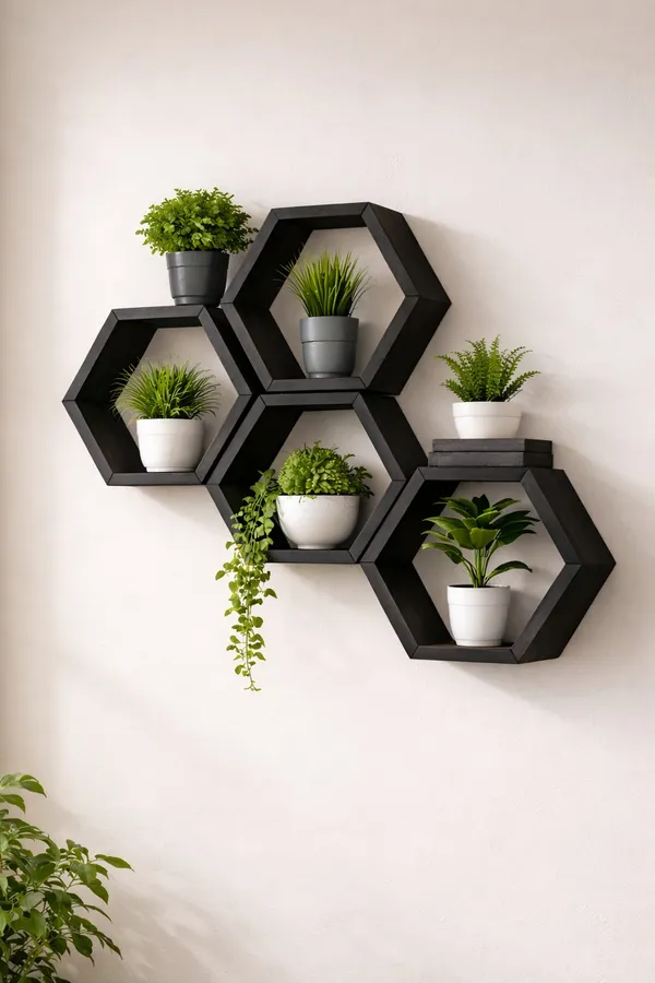 Craftsaura__Wooden_Hexagon_Wall_Shelves_(Set_of_4)_|_Honeycomb_Floating_Wall_Planter_&_Décor_Shelves