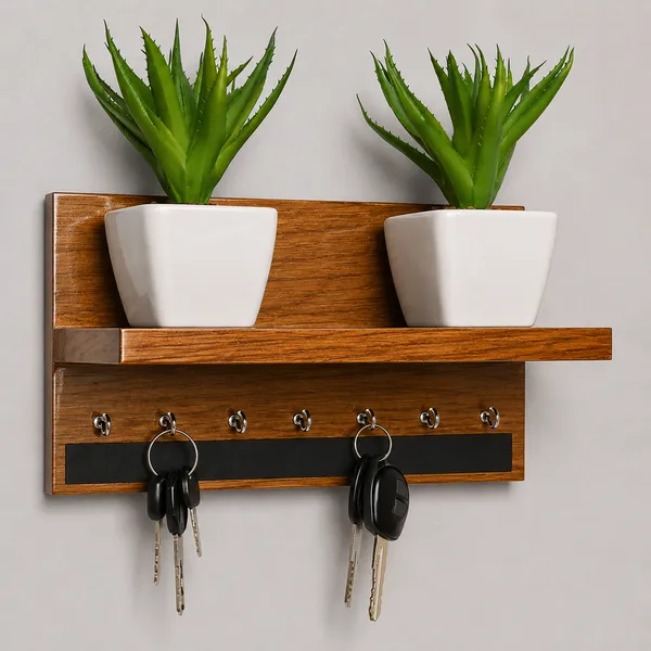 Natural_Brown_Wooden_Wall_Mounted_Key_Holder_With_Shelf.