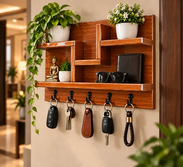 Premium_Wooden_Wall_Mounted_Key_Holder_with_Decorative_Shelves_|_4_Hooks_|_Luxury_Home_Entrance_Organizer