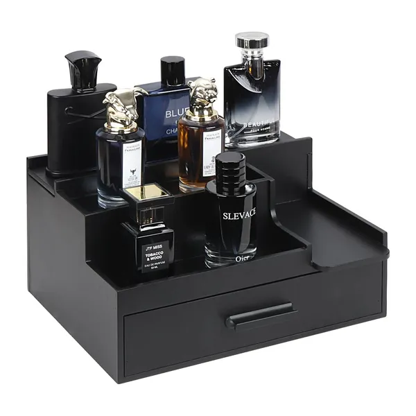 Craftsaura__Matte_Black_Wooden_Valet_Tray_Organizer_With_Drawer