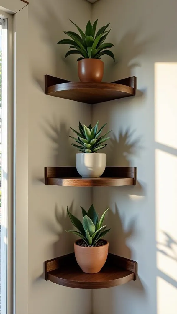 Craftsaura__Natural_Brown_Wooden_Corner_Wall_Shelves_With_Planters_|_Set_Of_3