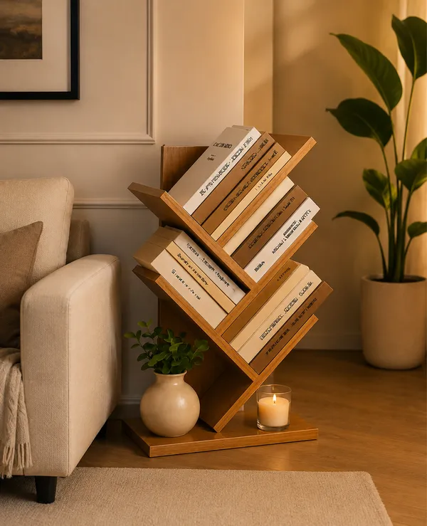 Craftsaura__Modern_Zig-Zag_Bookshelf_|_Wooden_Floor_Standing_Book_Organizer_&_Display_Rack