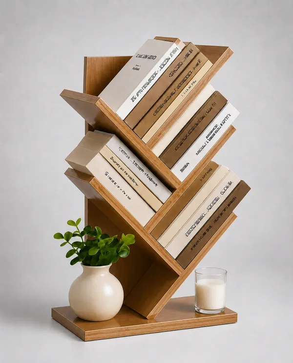 Craftsaura__Modern_Zig-Zag_Bookshelf_|_Wooden_Floor_Standing_Book_Organizer_&_Display_Rack