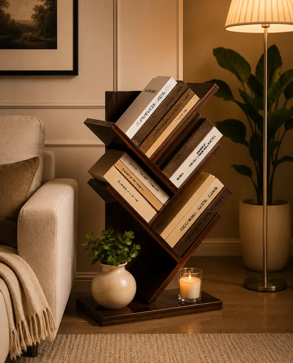 Craftsaura__Modern_Zig-Zag_Bookshelf_|_Wooden_Floor_Standing_Book_Organizer_&_Display_Rack