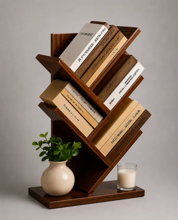 Craftsaura__Modern_Zig-Zag_Bookshelf_|_Wooden_Floor_Standing_Book_Organizer_&_Display_Rack