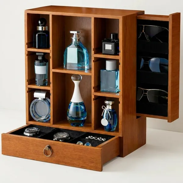 Craftsaura__Natural_Brown_Wooden_Organizer_Cabinet_With_Drawers_And_Compartments_For_Perfumes,_Sunglasses_And_Accessories