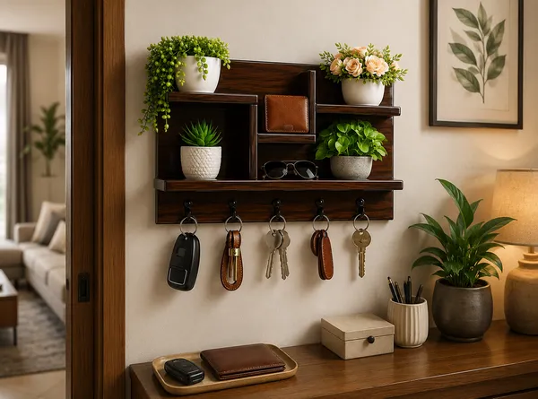 Craftsaura__Premium_Wooden_Wall_Mounted_Key_Holder_with_Decorative_Shelves_|_4nHooks_|_Luxury_Home_Entrance_Organizer