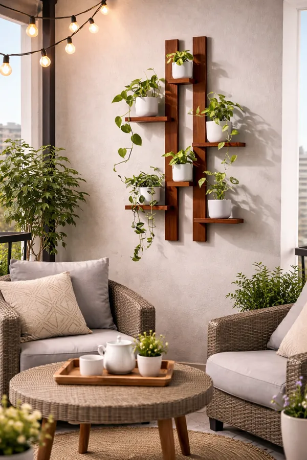 Natural_Brown_Wall_Mounted_Vertical_Plant_Stand_With_8_White_Planters_|_Wooden_Garden_Display_Shelf
