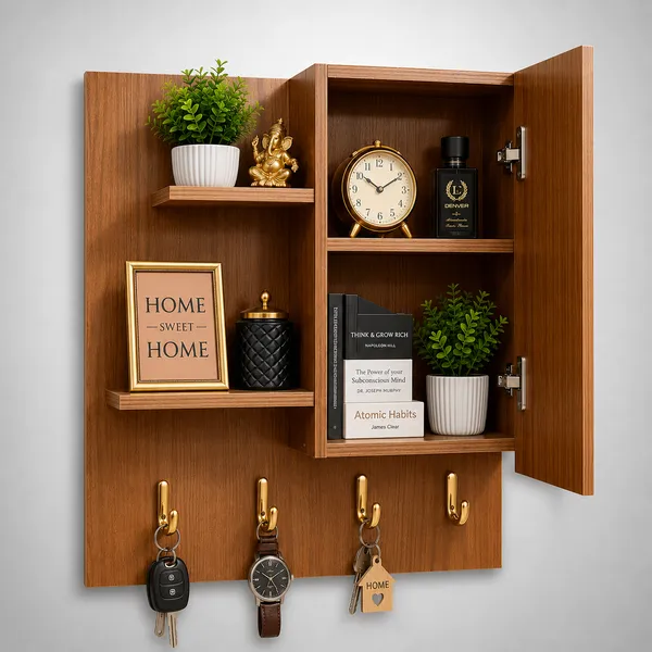 Craftsaura__Wooden_Wall_Key_Holder_Organizer_Cabinet_|_Wall_Mounted_Storage_Shelf_with_Hooks_&_Door_Cabinet