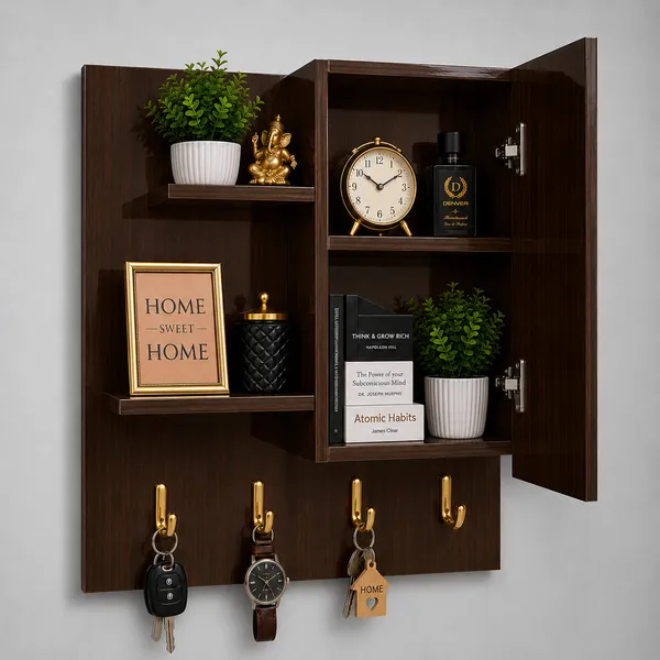 Craftsaura__Wooden_Wall_Key_Holder_Organizer_Cabinet_|_Wall_Mounted_Storage_Shelf_with_Hooks_&_Door_Cabinet