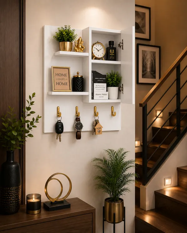 Craftsaura__Wooden_Wall_Key_Holder_Organizer_Cabinet_|_Wall_Mounted_Storage_Shelf_with_Hooks_&_Door_Cabinet