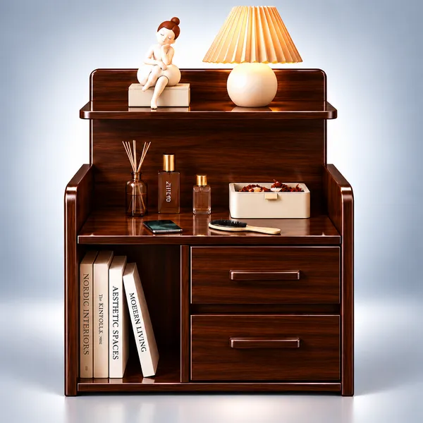 YashCrafts_Premium_Handmade_Wooden_Bedside_Organizer_with_2_Drawers_&_Open_Shelf_|_Glossy_Finish_Nightstand_|_Modern_Bedside_Storage_Cabinet_for_Bedroom_&_Living_Room