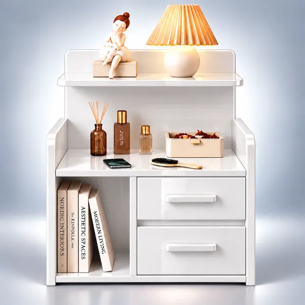 YashCrafts_Premium_Handmade_Wooden_Bedside_Organizer_with_2_Drawers_&_Open_Shelf_|_Glossy_Finish_Nightstand_|_Modern_Bedside_Storage_Cabinet_for_Bedroom_&_Living_Room