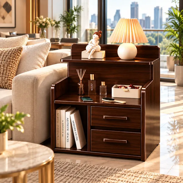 YashCrafts_Premium_Handmade_Wooden_Bedside_Organizer_with_2_Drawers_&_Open_Shelf_|_Glossy_Finish_Nightstand_|_Modern_Bedside_Storage_Cabinet_for_Bedroom_&_Living_Room