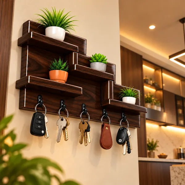YashCrafts_Premium_Handmade_Wooden_Key_Holder_with_5_Hooks_&_Decorative_Shelves_|_Glossy_Wall_Mounted_Key_Organizer