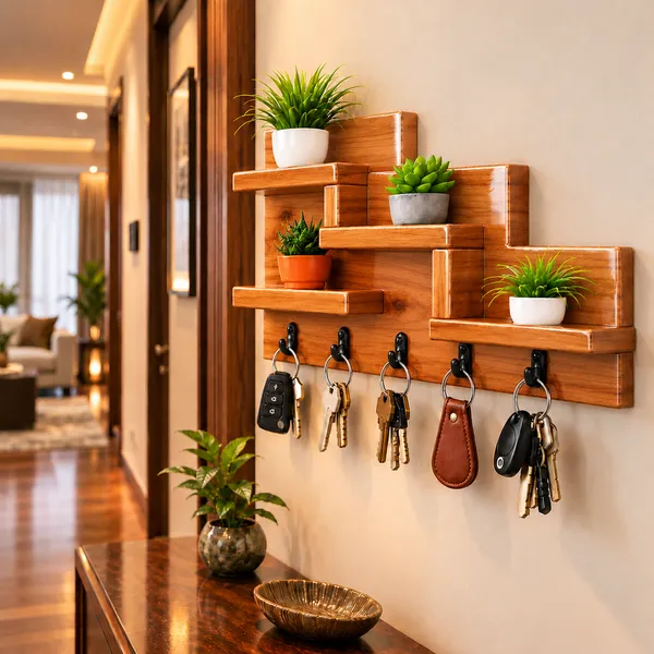 YashCrafts_Premium_Handmade_Wooden_Key_Holder_with_5_Hooks_&_Decorative_Shelves_|_Glossy_Wall_Mounted_Key_Organizer
