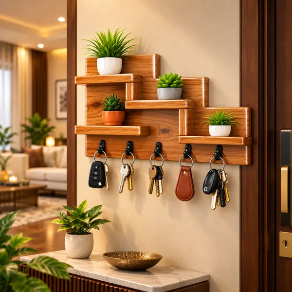 YashCrafts_Premium_Handmade_Wooden_Key_Holder_with_5_Hooks_&_Decorative_Shelves_|_Glossy_Wall_Mounted_Key_Organizer